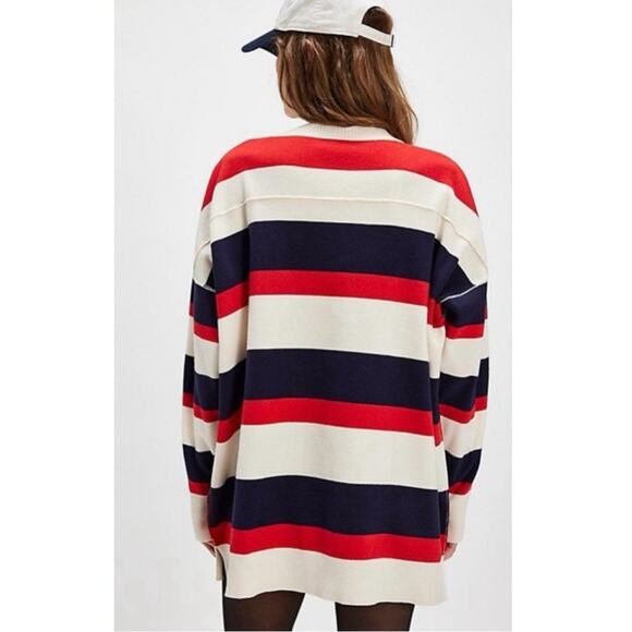 Free People League Of Her Own Cardigan Sweater Americana Stripes Preppy Large - Picture 4 of 13